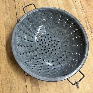 Vintage Enamelware Colander grey